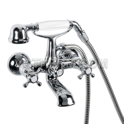 Каталог продукти 5 Смесител RETRO LUX ХРОМ стенен за вана с аксесоари